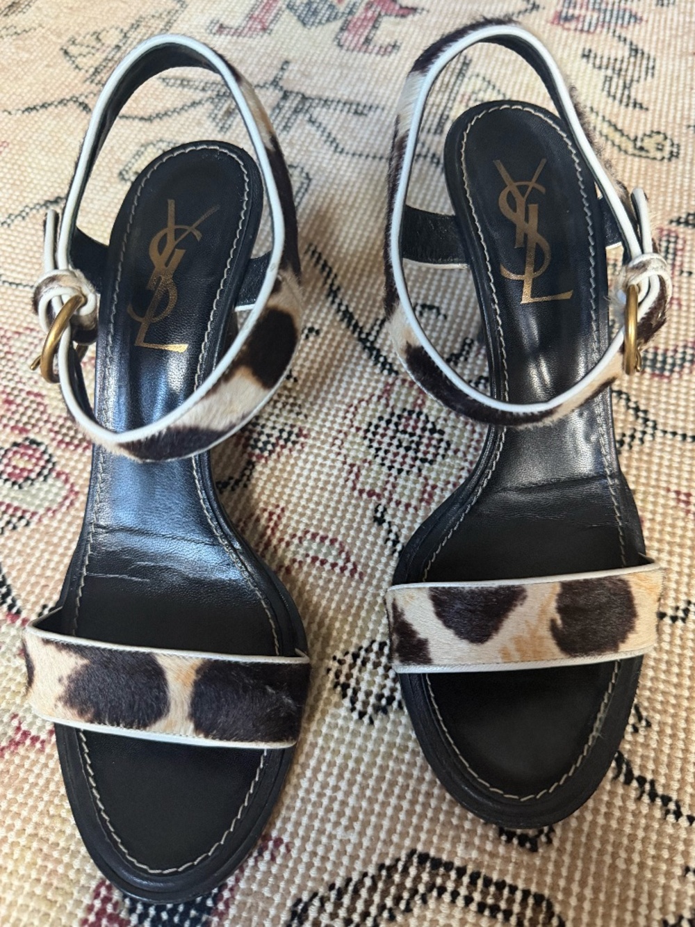 Vintage Yves Saint Laurent Rive Gauche Calf Hair Leopard Print Heel Size 40 / 10